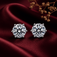 Bông tai bạc 925 đính moissanite – dáng đinh trơn cổ điển
