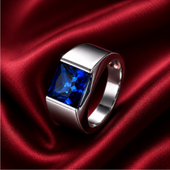 Nhẫn nam bạc s925 cao cấp đá blue sapphire – chiều sâu của sự điềm tĩnh | Hải Hà Jewelry