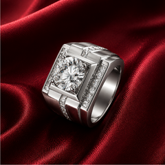 Nhẫn nam bạc 925 đính kim cương Moissanite 4 Carat