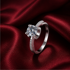 Nhẫn nữ bạc 925 đính kim cương Moissanite 2 Carat