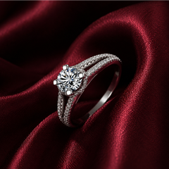 Nhẫn nữ bạc 925 đính kim cương Moissanite 0,8 Carat
