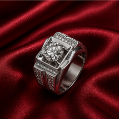 Nhẫn nam bản khối đính đá trung tâm – Vững vàng từ bên trong | Hải Hà Jewelry