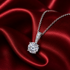 Dây chuyền bạc 925 đính moissanite dáng tròn tinh tế | Hải Hà Jewelry