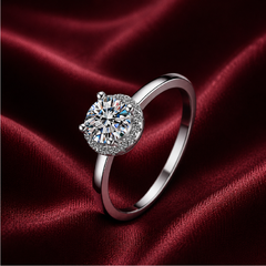 Nhẫn nữ bạc 925 đính kim cương Moissanite 0,5 Carat