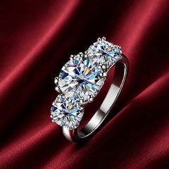 Nhẫn nữ bạc 925 đính kim cương Moissanite 3 Carat