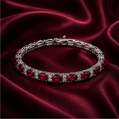Vòng tay bạc s925 cao cấp đính đá Ruby đỏ