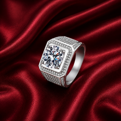 Nhẫn nam bạc 925 đính Moissanite 2 Carat