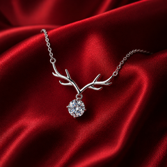 Dây chuyền bạc 925 đính moissanite dáng sừng hươu | Hải Hà Jewelry