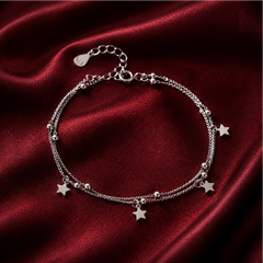 Vòng bạc s925 cao cấp dây đôi ngôi sao – Lấp lánh theo từng chuyển động | Hải Hà Jewelry