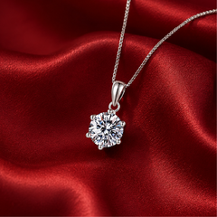 Dây chuyền bạc 925 đính moissanite dáng solitaire tinh gọn | Hải Hà Jewelry
