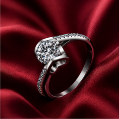 Nhẫn nữ bạc 925 đính kim cương Moissanite 1 Carat