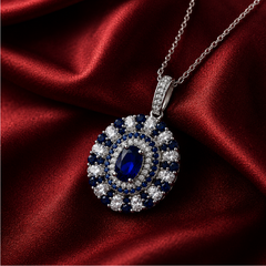Dây chuyền bạc 925 đính đá Sapphire Xanh dương