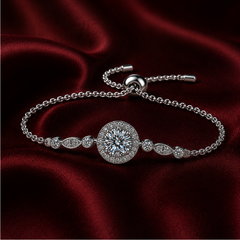 Vòng tay bạc 925 đính kim cương Moissanite 1 Carat