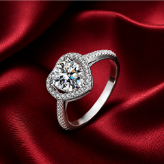 Nhẫn nữ bạc 925 đính moissanite dáng trái tim – dịu dàng trong từng điểm chạm