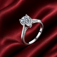Nhẫn nữ bạc 925 đính kim cương Moissanite 1 Carat