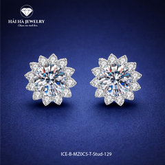 Bông tai bạc 925 đính moissanite – dáng nụ hoa ánh sao
