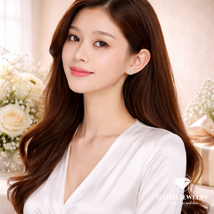 Bông tai bạc 925 đính moissanite – dáng nụ hoa ánh sao