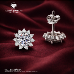 Bông tai bạc 925 đính moissanite – dáng nụ hoa ánh sao