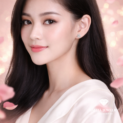 Bông tai bạc 925 đính moissanite 1 carat – dáng vuông viền đá cổ điển