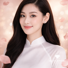 Bông tai bạc 925 đính moissanite – dáng nụ tròn chấu 6 cổ điển