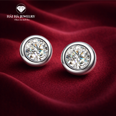 Bông tai nữ bạc 925 đính moissanite – dáng nụ tròn tối giản, nhẹ tai và tinh tế
