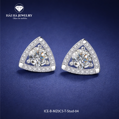 Bông tai bạc 925 đính moissanite dáng tam giác – tinh gọn và dịu sáng | Hải Hà Jewelry