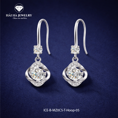 Bông tai bạc 925 đính moissanite dáng treo – chuyển động dịu và ánh sáng tinh tế | Hải Hà Jewelry