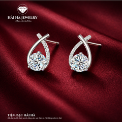 Bông tai bạc 925 đính moissanite 0,5 carat – dáng xoắn cong thanh thoát
