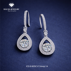 Bông tai bạc 925 đính moissanite 1 carat – dáng giọt nước treo thanh thoát