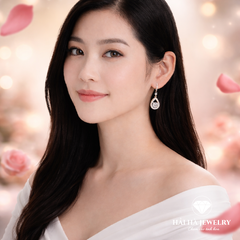 Bông tai bạc 925 đính moissanite 0,5 carat – dáng giọt nước treo thanh thoát