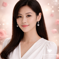 Bông tai bạc 925 đính moissanite 0,5 carat – dáng giọt nước treo thanh thoát