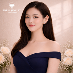 Bông tai bạc 925 đính moissanite – dáng hoa rosette viền halo