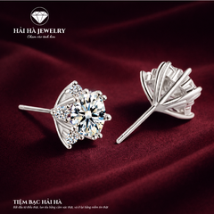 Bông tai bạc 925 đính moissanite 1 carat – dáng sao tỏa sáng
