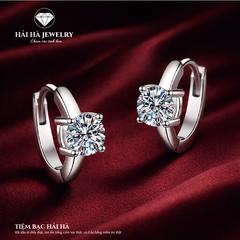 Bông tai nữ bạc đính đá tròn – giữ lại một điểm sáng rất vừa