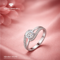 Nhẫn nữ bạc 925 đính kim cương Moissanite 0,3 Carat