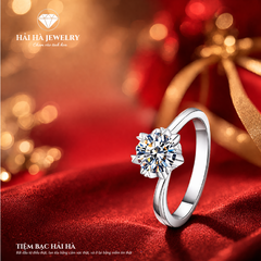 Nhẫn nữ bạc 925 đính moissanite 0,5 carat dáng solitaire – tinh gọn, sáng trong, đeo nhẹ tay