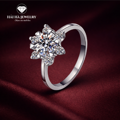 Nhẫn nữ bạc 925 đính kim cương Moissanite 1 Carat