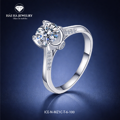 Nhẫn nữ bạc 925 đính kim cương Moissanite 1 Carat