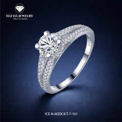 Nhẫn nữ bạc 925 đính kim cương Moissanite 0,8 Carat