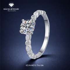 Nhẫn nữ bạc 925 moissanite thân chạm khắc – tinh xảo trong từng chi tiết