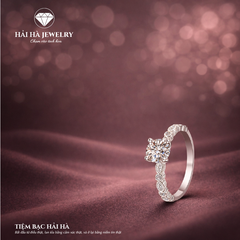 Nhẫn nữ bạc 925 moissanite thân chạm khắc – tinh xảo trong từng chi tiết