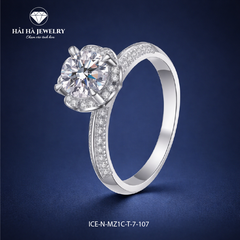 Nhẫn nữ bạc 925 moissanite dáng mềm halo – thanh lịch và êm tay