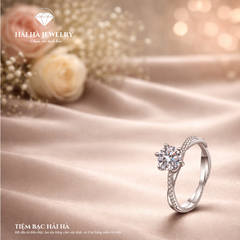 Nhẫn nữ bạc 925 đính kim cương Moissanite 1 Carat