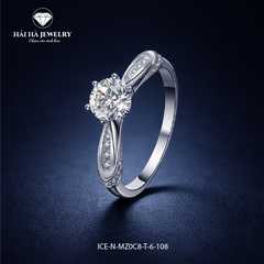 Nhẫn nữ bạc 925 moissanite thân xoắn mềm – tinh tế và nữ tính