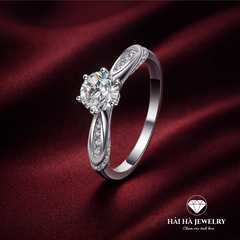 Nhẫn nữ bạc 925 moissanite thân xoắn mềm – tinh tế và nữ tính