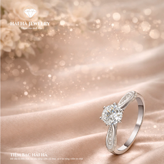 Nhẫn nữ bạc 925 moissanite thân xoắn mềm – tinh tế và nữ tính