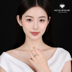 Nhẫn nữ bạc 925 moissanite 1 carat hình trái tim – thân xoắn mềm, ánh sáng dịu