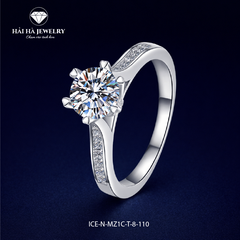 Nhẫn nữ bạc 925 moissanite solitaire – thân uốn mềm nửa đính đá