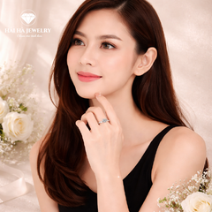 Nhẫn nữ bạc 925 moissanite solitaire – thân uốn mềm nửa đính đá