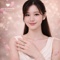 Nhẫn nữ bạc 925 moissanite solitaire 1 carat – thân uốn đôi lệch nhịp